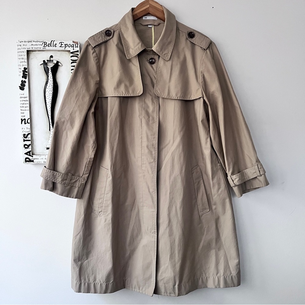 GAP Minimalist Y2K Normcore Classic Beige Trench Coat Women’s Size XL